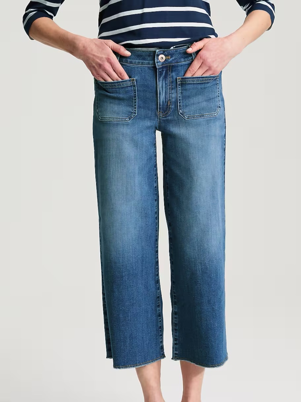 OAT New York 2 Pocket Wide Leg Hi Rise Crop Jeans, Dark Wash Denim – Size 8 / 29
